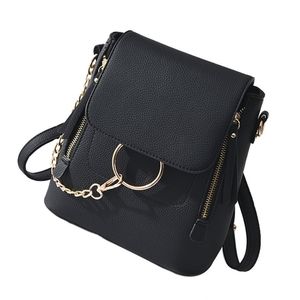 ScentW Women's Fashion Crossbody Small Backpack Chain Purse | PU Leather Black